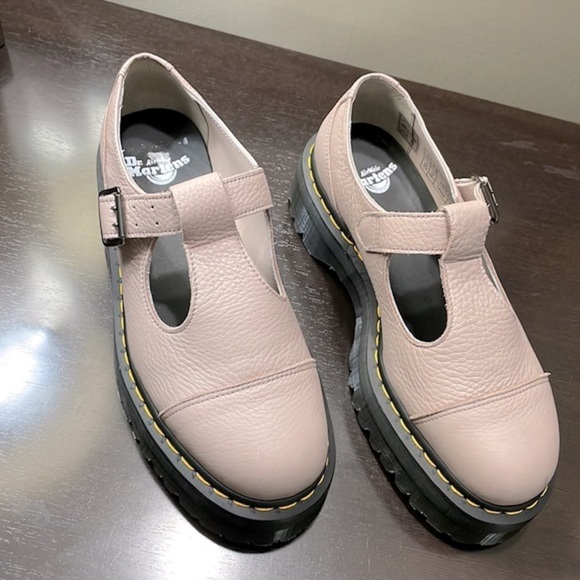 Dr. Martens Unisex Bethan Pisa Leather Platform Mary Jane Shoes Vintg Taupe NEW - Picture 3 of 10
